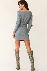 Sorry, Honey Cold Shoulder Knit Dress Grey