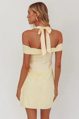 Matias Off-Shoulder Sleeve Halter Mini Dress Butter