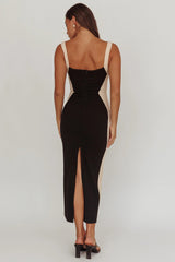 Tenika Contrast Bodycon Midi Dress Black