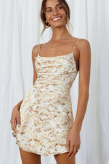 Well Versed Pleated Mini Dress Watercolor Mottle Print Yellow