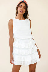 Zayah Sleeveless Layered Frill Dress White