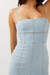 Lenni Denim Midi Dress Light Blue