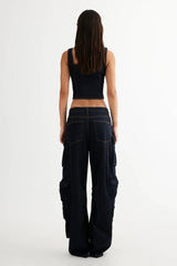 LIONESS After Hours Corset Dark Denim