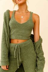 My Girl Fuzzy Knit Longline Pocket Cardigan Sage