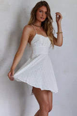 Wishing And Hoping Lace-Up Back Dress White