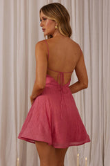 Kalinda Rose Accent Mini Dress Crepe Pink