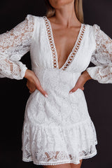 Summer Wine Long Sleeve Lace Dress White