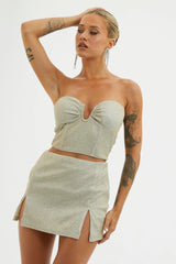 Tamira Split Mini Skirt Silver/Gold
