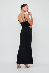 Well Versed Lace Split Maxi Dress Black
