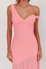 Treasure Sheer Hem Maxi Dress Pink