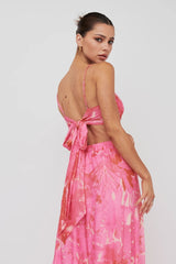 Tammi Tied Back Crop Top Print Blush