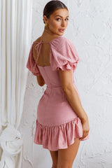 Light Catcher Sweetheart Neckline Frill Dress Blush
