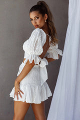 Passing By Tied Back Crop Top White