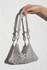 Harper Knot Strap Diamante Bag Silver