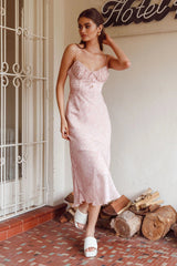 Malibu Gathered Bust Cami Strap Midi Dress Spring Pink