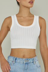 In Sync Scoop Neck Crop Top White