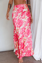 Well Versed Maxi Skirt Abstract Pink