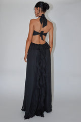 Santiago Cut-Out Ruffle Maxi Dress Black