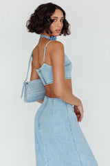 The Moment Cami Strap Crop Top Denim
