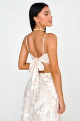 Sought After Tie Back Top Print Latte