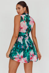 Mandalay High Neck Sleeveless Dress Floral Green