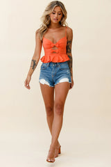 Sweet Dreams Cami Strap Bow Detail Crop Top Orange