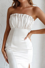 Tivoli Strapless Gathered Bust Midi Dress Champagne