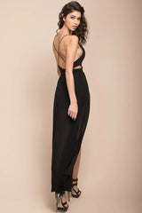 Trista cutout Maxi Romper Black