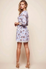 Monet Drawstring Kaftan Dress Steel Blue