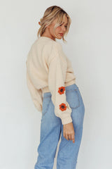 Lighthouse Flower Accent Sweater Cream