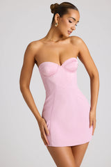 Strapless A-Line Mini Dress in Soft Pink