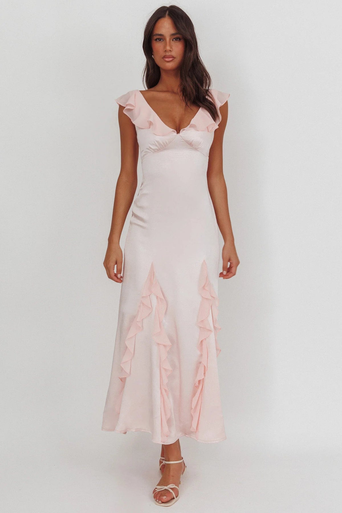 Zerai Ruffle Trimmed Maxi Dress Pink