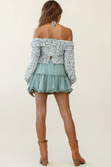 Alexi Mini Skirt Frill Trim Olive