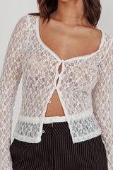 Starlit Sheer Lace Top White