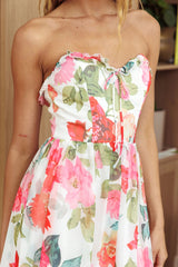 Holding Hands Sweetheart Neckline Maxi Dress Floral White