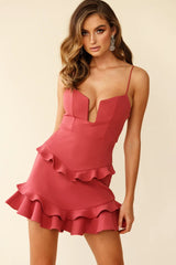 James Tiered Frill Mini Dress Rose