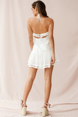 Lazy Days Tied Back Tassel Trim Dress White