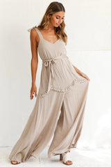 Talitha Tie Strap Wide Leg Jumpsuit Stone