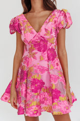 Perfect Match Puff Sleeve Low Back Mini Dress Pink