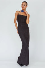 Ailani Lace-Up Back Maxi Dress Sparkle Black