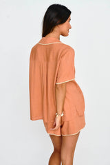 Swing Of Things Embroidered Shirt Mocha