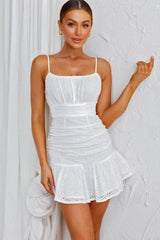Paradis Cami Strap Ruched Bodice Mini Dress White
