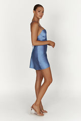 MESHKI Sydney Mini Satin Dress - Powder Blue