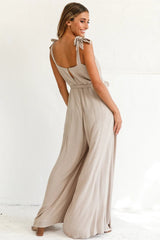 Talitha Tie Strap Wide Leg Jumpsuit Stone