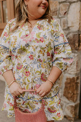 French Garden Floral Mini Dress Curves