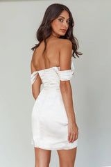 Night To Remember Off-Shoulder Satin Dress Champagne