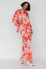 Vacation Long Sleeve Flared Cuff Shirt Orange/Purple