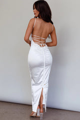 Seraya Lace-Up Back Dress White