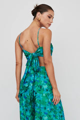 Tammi Tied Back Crop Top Floral Green