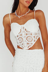 Granada Lace Corset Crop Top White